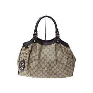 GUCCI Sukey Tote Bag GG Canvas Calf Leather Beige Tan Dark Brown Black